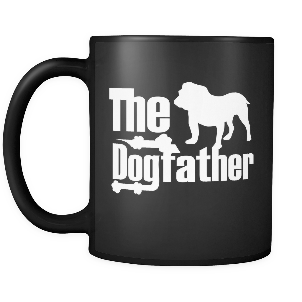 The Dogfather Bulldog 11oz Black Coffee Mug English England