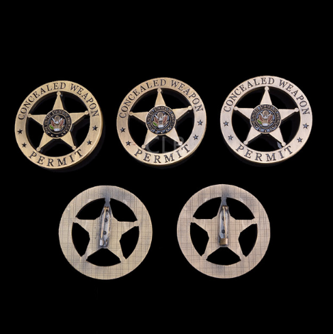 Concealed Weapons Permit Poker Guard Card Protector Chip w/safety pin attached