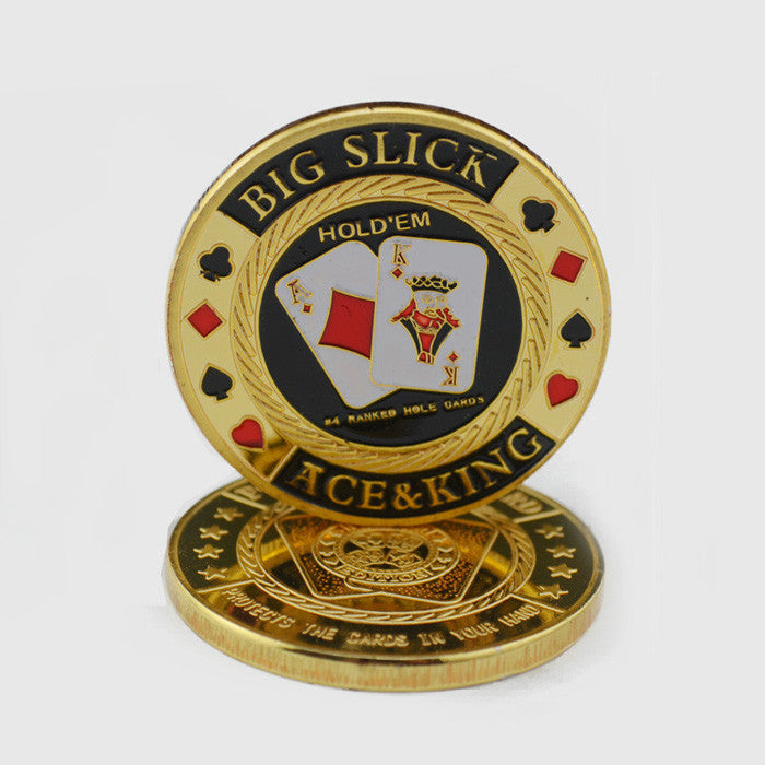 Big Slick - Ace & King Poker Guard Card Protector Chip With Round Plastic Case