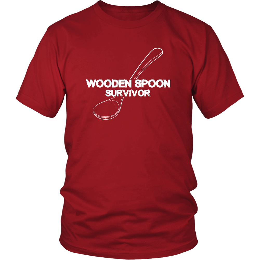 Wooden Spoon Survivor - White Lettering T-Shirts
