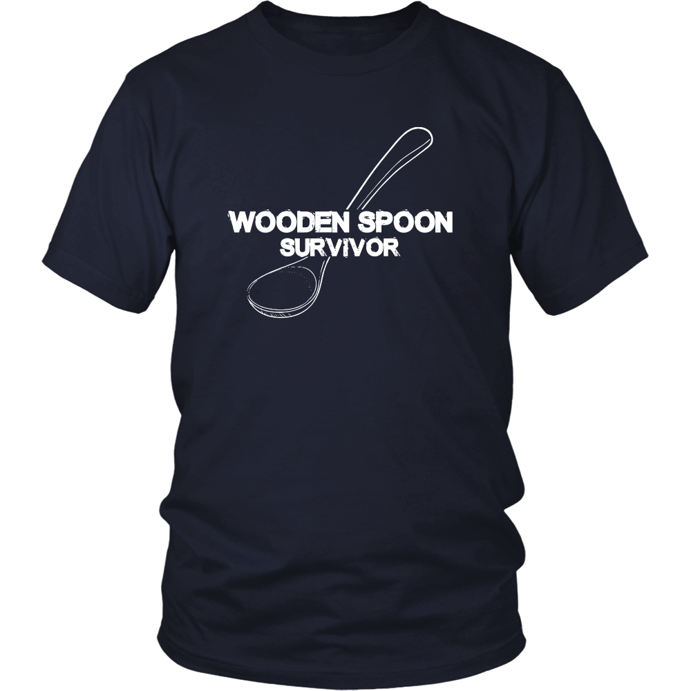 Wooden Spoon Survivor - White Lettering T-Shirts