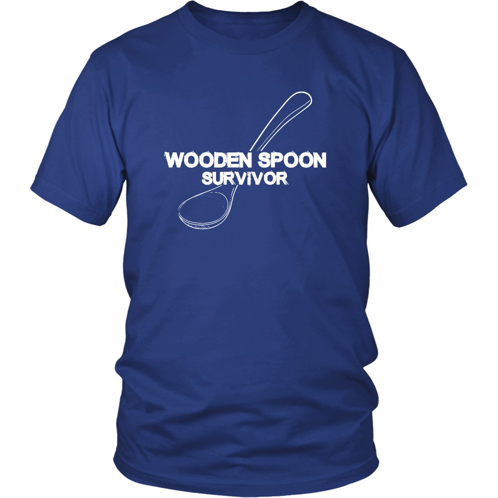 Wooden Spoon Survivor - White Lettering T-Shirts