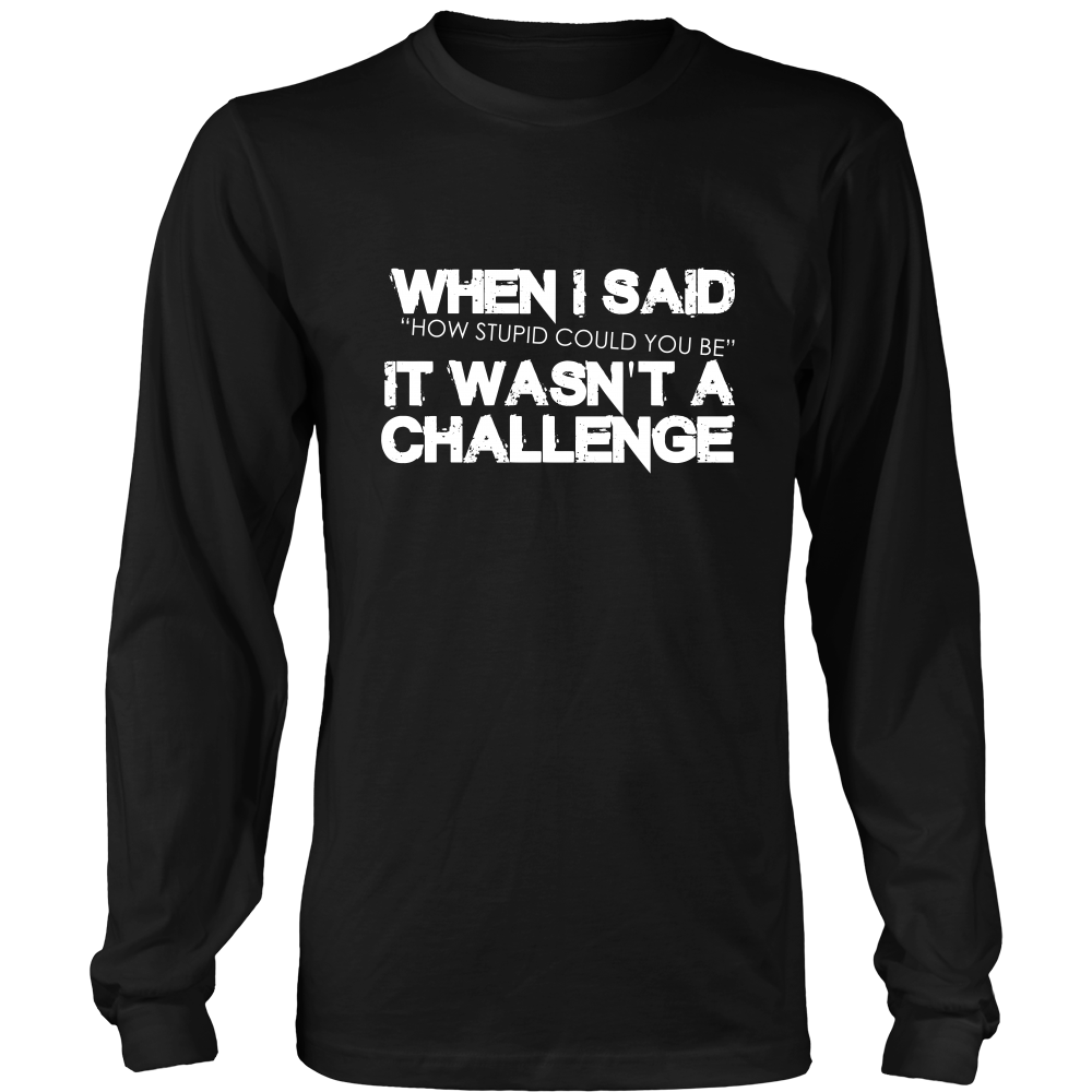 When I Said How Stupid Could You Be - It Wasn't a Challenge