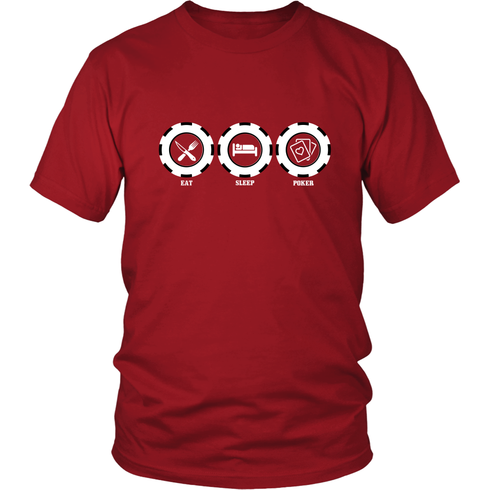 Eat Sleep Poker - White Lettering - T-Shirts, Hoodies, Longsleeves