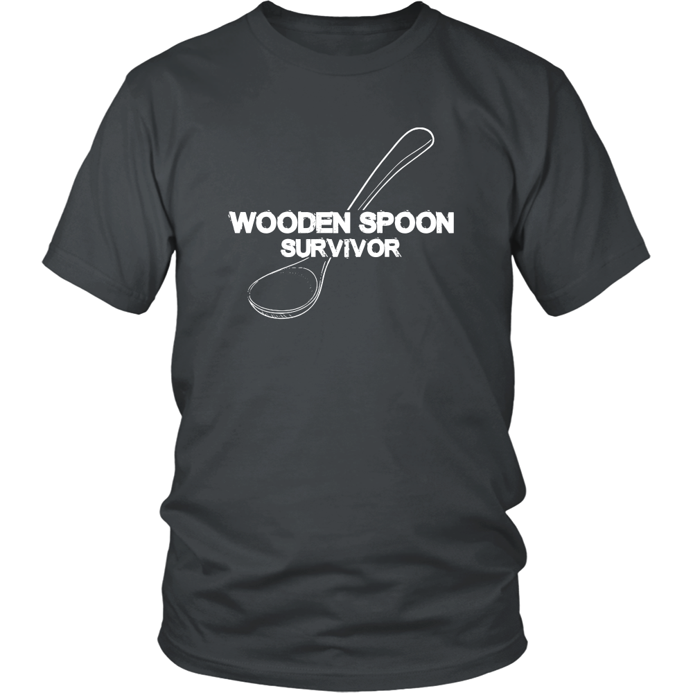 Wooden Spoon Survivor - White Lettering T-Shirts
