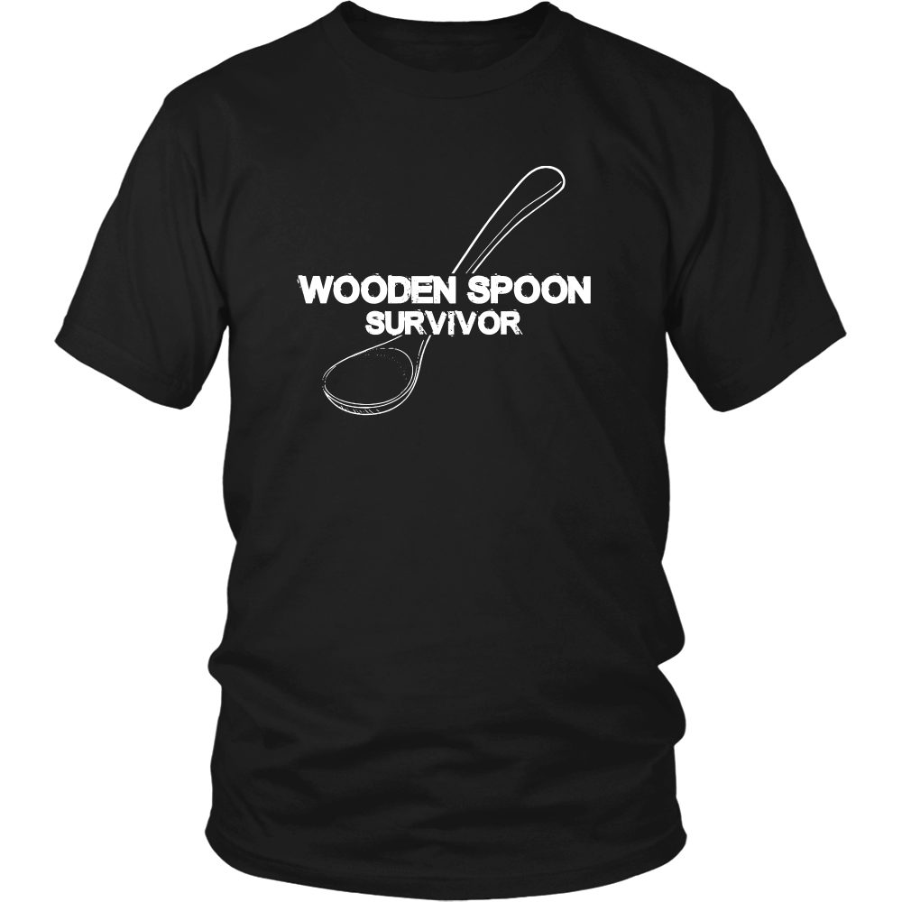 Wooden Spoon Survivor - White Lettering T-Shirts