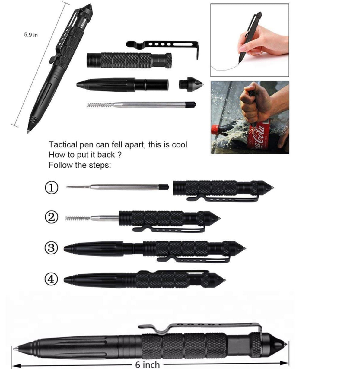 Premium Tactical Pen, EDC ,metal pen, Gift for him, Fathers day gift,Window buster